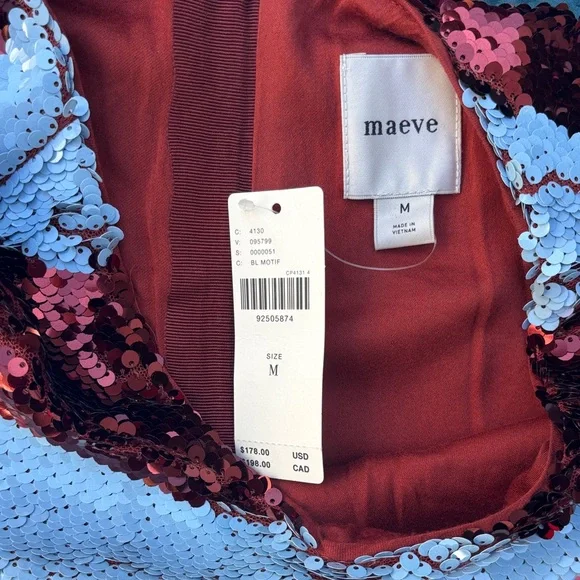 Maeve Brown and Blue Sequin Dress Anthropologie - Picture 2 of 8